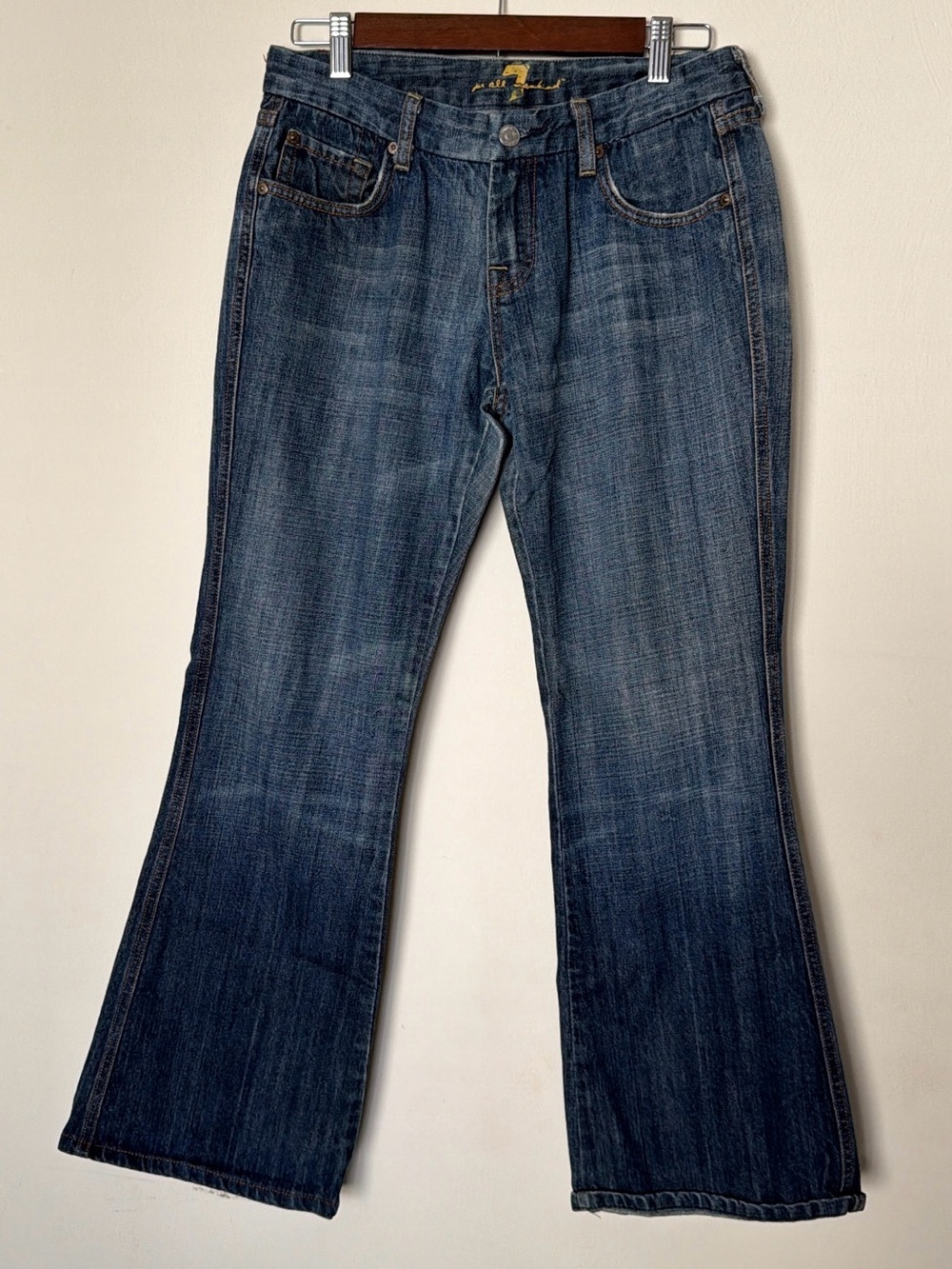 Y2K Vintage 7 For‎ All Mankind Low Rise Flare Jeans Made USA 30x29